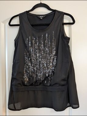 Simply Vera Wang Black Sequin Sleeveless Top